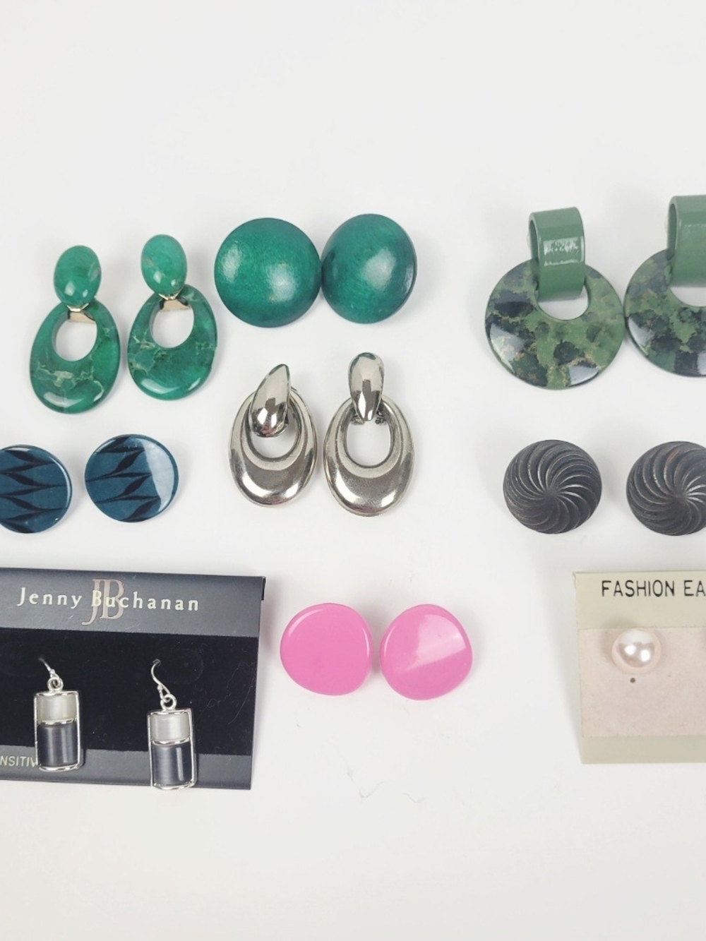 Vtg 80s 90s~Statement Earrings~Omega Comfort Clutch Post Backs~Lot of 9